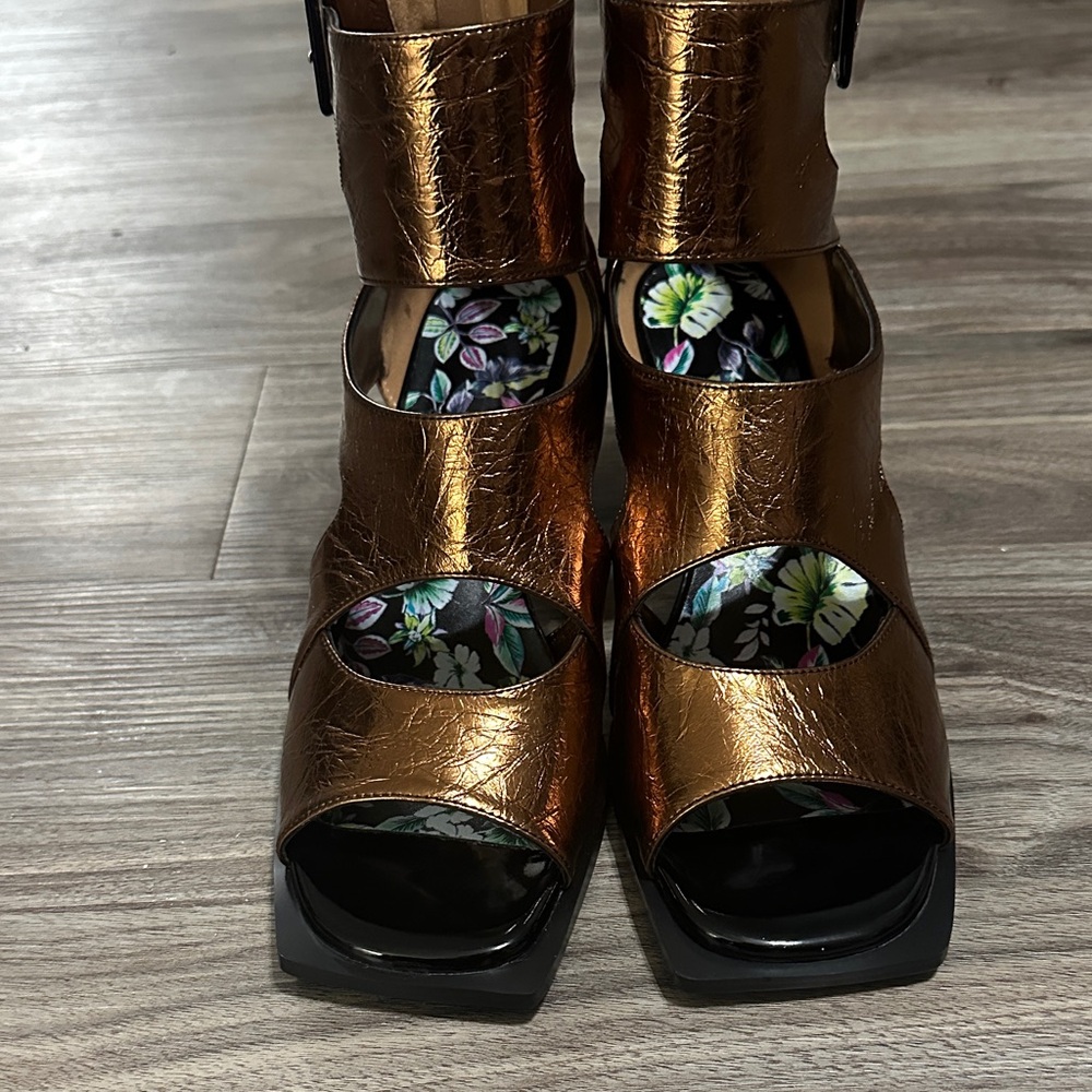 Metallic Brown Strappy Heel Sandals - Picture 9 of 11